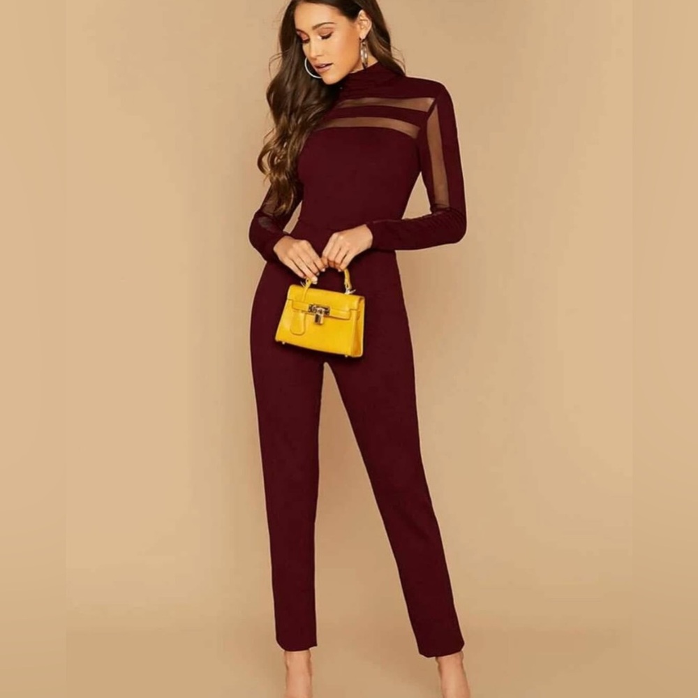 SHEIN Burgundy Jumpsuit